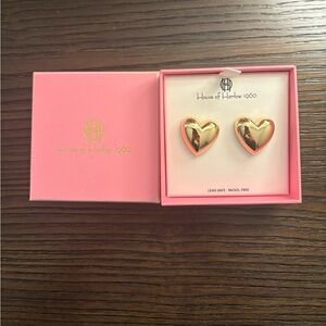 NEW House of Harlow 1960 gold heart earrings